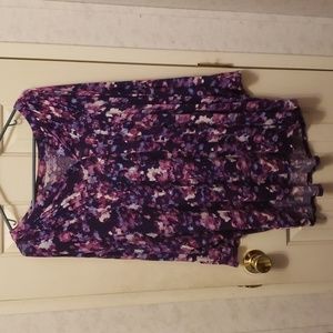 Attentions Womens Purple Floral Blouse